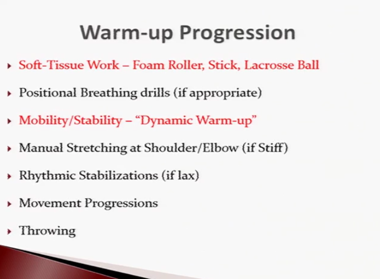 (15) warm up progression