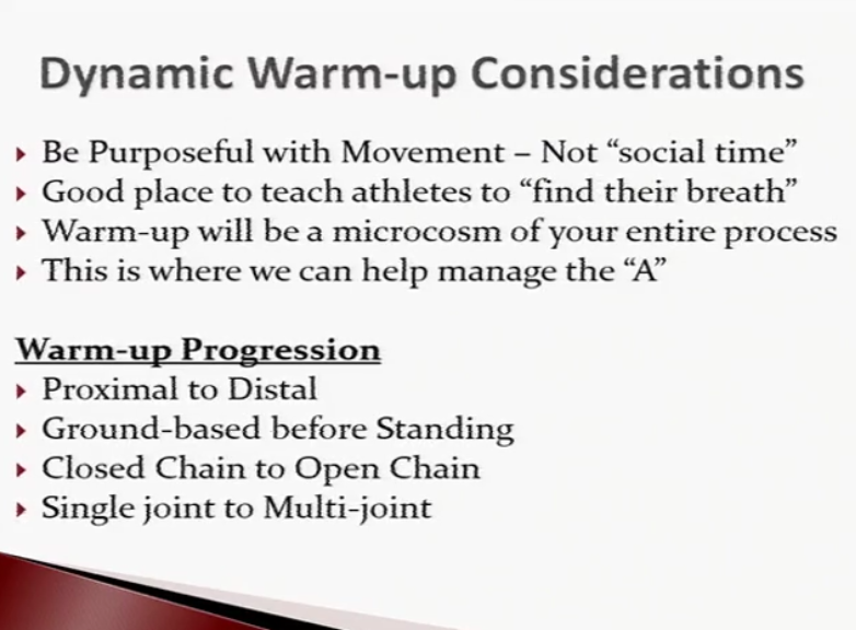 (17) dynamic warm up considerations