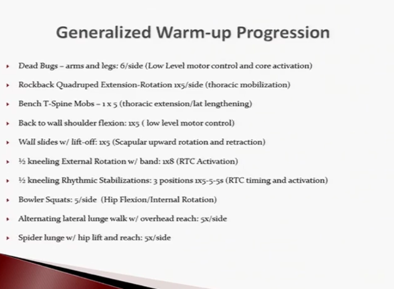 (18) generalized warm up progression